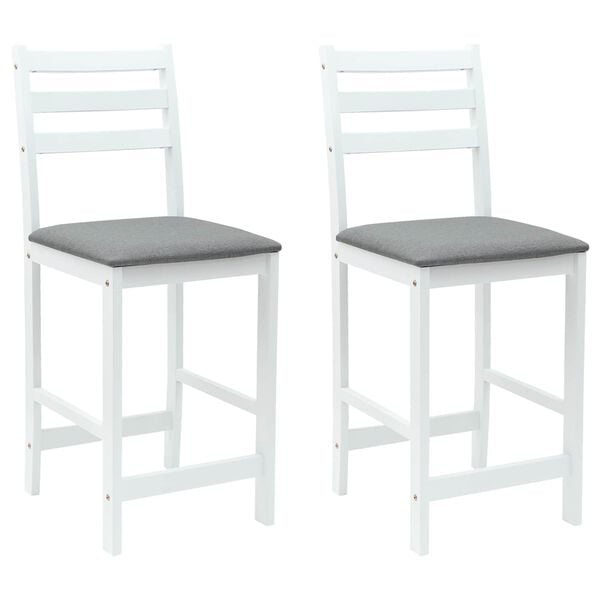 vidaXL Dining Chairs 2 pcs White 40 x 47.5 x 99.5 cm Solid Rubber Wood
