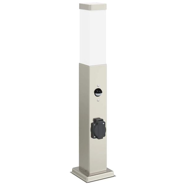 vidaXL Bollard Lights with Sensor&Outlet 3 pcs 50 cm Stainless Steel IP44