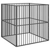 vidaXL Dog Playpen 4 Panel Black Galvanised Steel
