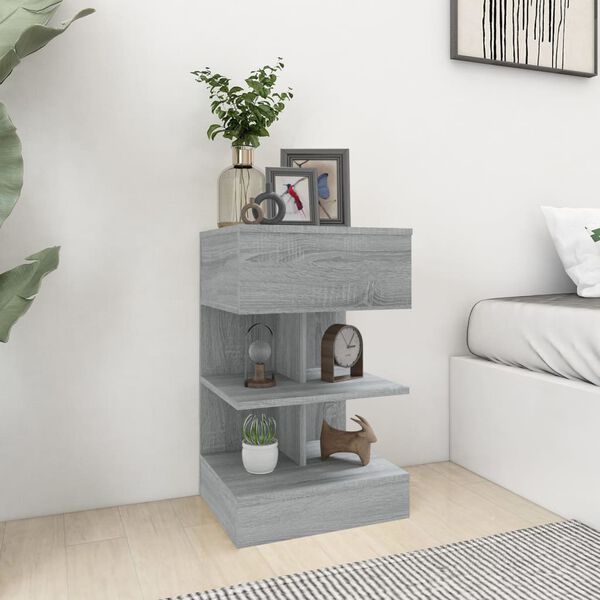 vidaXL Bedside Cabinet Grey Sonoma 40x35x65 cm Engineered Wood