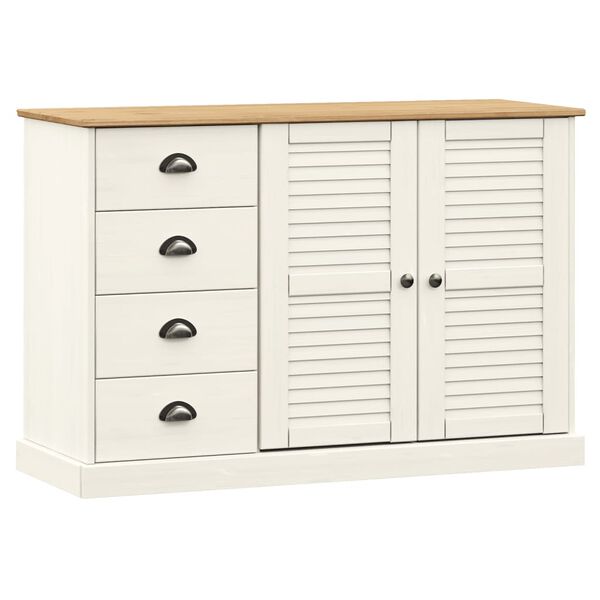 vidaXL Sideboard with Drawers VIGO 113x40x75 cm White Solid Wood Pine