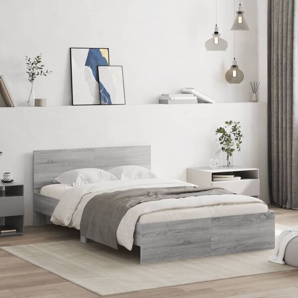 vidaXL Bed Frame without Mattress Grey Sonoma 120x200 cm