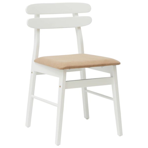 vidaXL Dining Chair 2 pcs White and Brown Solid Rubber Wood