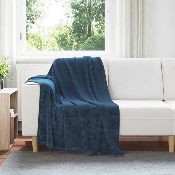 vidaXL Throw Blanket Navy Blue 130 x 150 cm Fleece