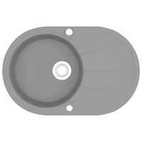 vidaXL Granite Kitchen Sink Single Basin Oval Grey