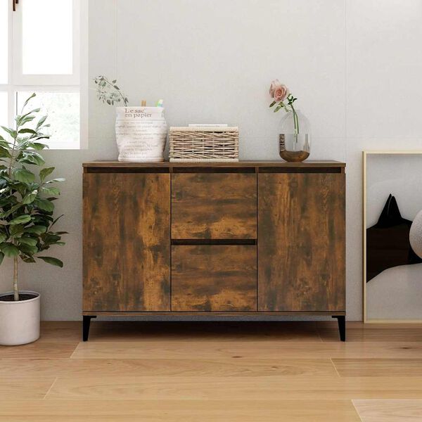 vidaXL Sideboard Smoked Oak 102x35x70 cm Engineered Wood