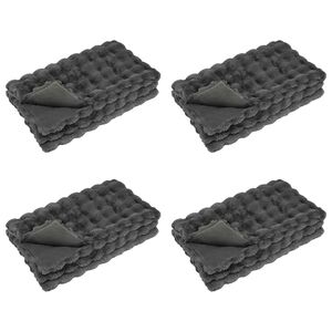 vidaXL Faux Rabbit Fur Blanket 4 pcs Dark Grey 130 x 150 cm Polyester