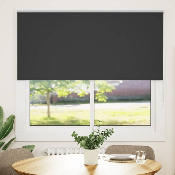vidaXL Roller Blind Blackout Black 165x150 cm Fabric Width 161.6 cm Polyester