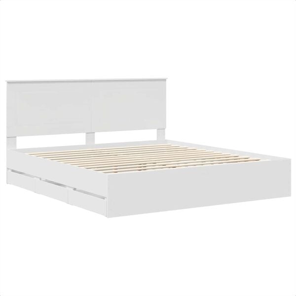 vidaXL Bed Frame with Drawer White 180 x 200 cm Engineer Wood