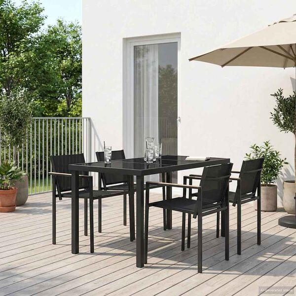 vidaXL Outdoor Furniture Set 5 pcs Black and Anthracite Textilene