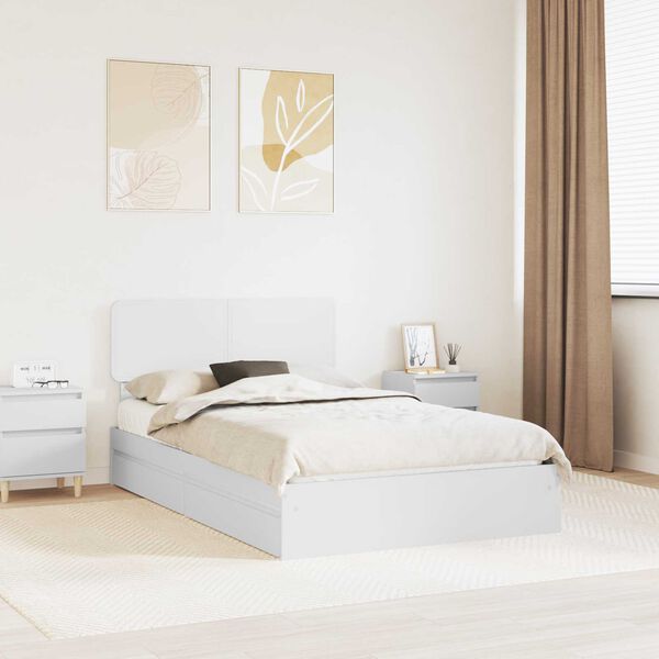 vidaXL Storage Bed with Headboard White 120 x 190 cm Engineered Wood