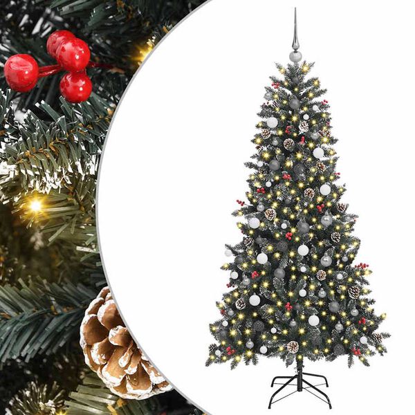 vidaXL Artificial Christmas Tree with 300 LEDs with Stand Green 210 cm