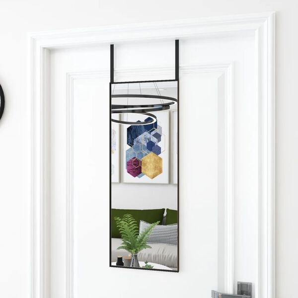 vidaXL Door Mirror Black 30x80 cm Glass and Aluminium