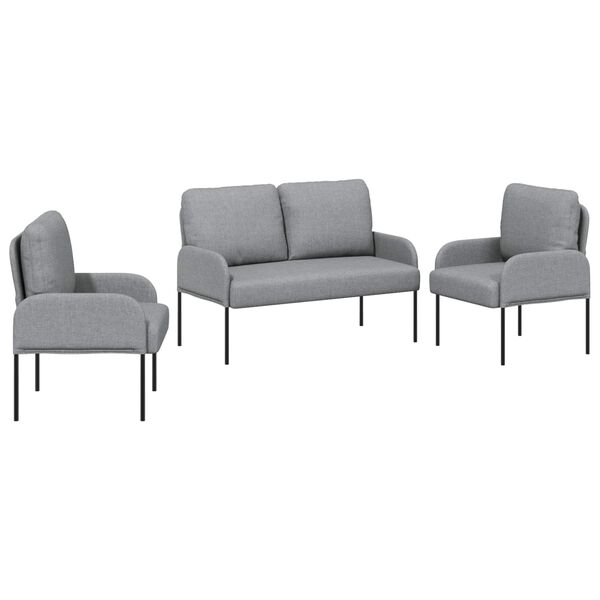 vidaXL Sofa Sets 3 pcs Light Grey 115 x 56 x 80 cm Plywood