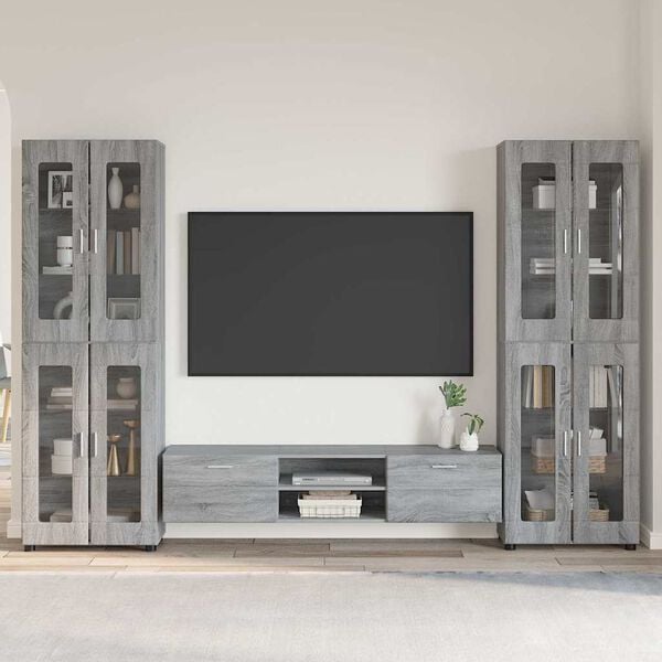 vidaXL TV Cabinet Set with Drawer FLORIN Grey Sonoma Engineered Wood