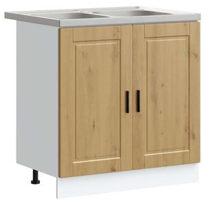 vidaXL Sink Base Cabinet with Door Porto 2 pcs Brown Engineered wood