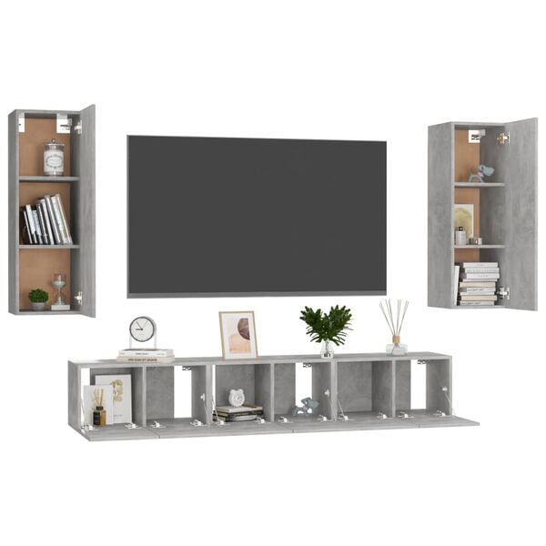 vidaXL 5 Piece TV Cabinet Set Concrete Grey Engineered Wood
