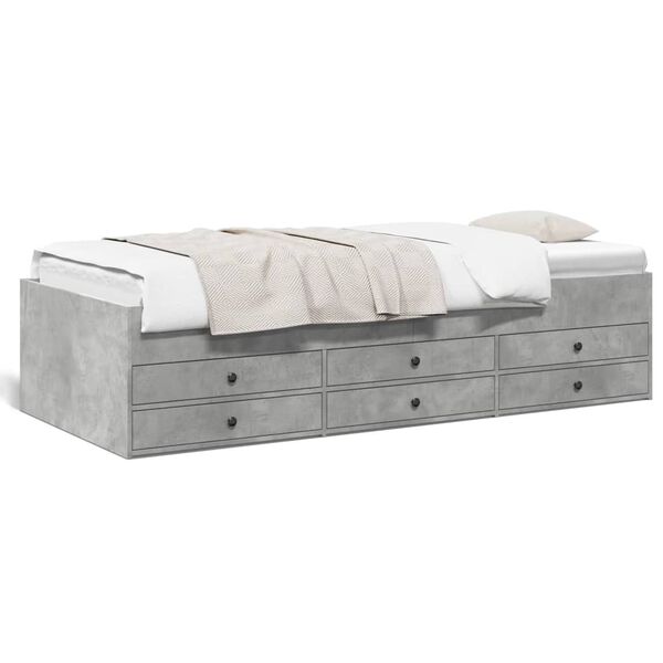 vidaXL Daybed with Drawers without Mattress Concrete Grey 90x200 cm
