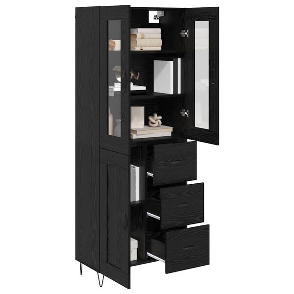 vidaXL Highboard Black Oak 69.5 x 34 x 90 cm Engineered Wood