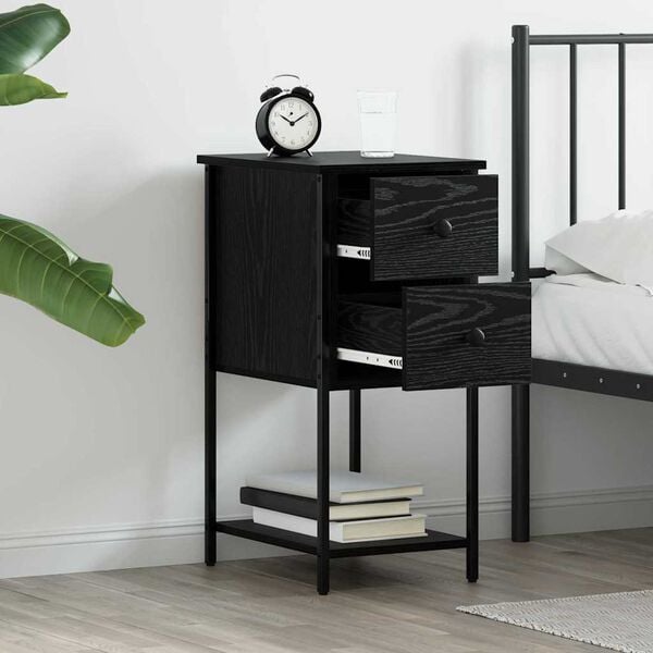 vidaXL Bedside Cabinet Black oak 32 x 42 x 70 cm Engineered wood