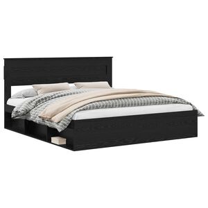 vidaXL Bed Frame Plain with Storage Black 200 x 200 cm Solid Pine Wood