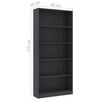 vidaXL 5-Tier Book Cabinet Grey 80x24x175 cm Engineered Wood
