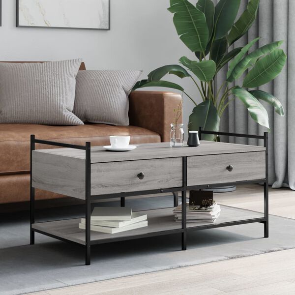 vidaXL Coffee Table Grey Sonoma 99x50x50 cm Engineered Wood