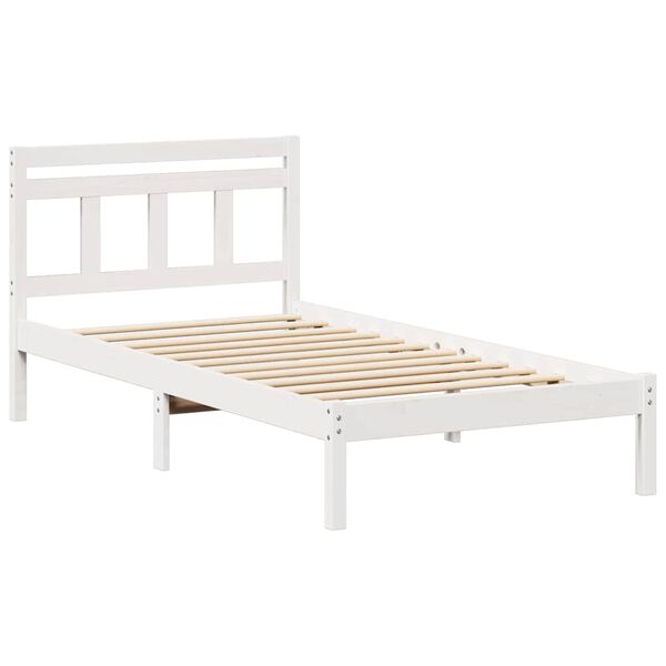 vidaXL Bed Frame White 75 x 190 cm Solid Pine Wood