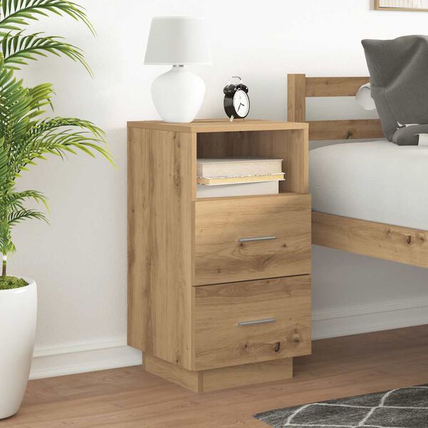 vidaXL Bedside Cabinet with 2 Drawers Artisan Oak 36x36x68 cm