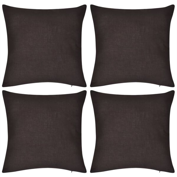 4 Brown Cushion Covers Cotton 40 x 40 cm