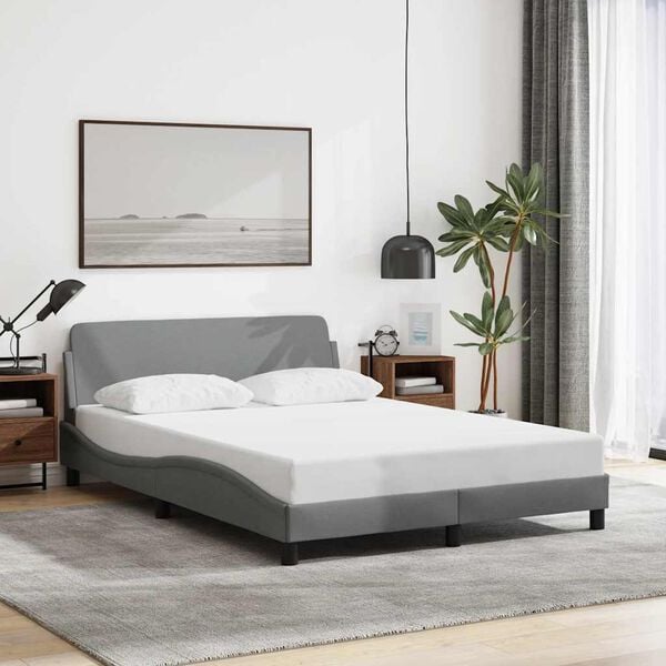 vidaXL Bed Frame "Dover" Light Grey 135x190 cm Double Fabric