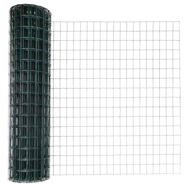 vidaXL Fence with Post Green 1.2 x 10 m Steel and PVC