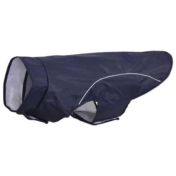 vidaXL Dog Raincoat with Reflective Strips Polyester Navy Blue L