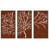 vidaXL Garden Wall Decorations 3 pcs 105x55 cm Corten Steel Tree Design