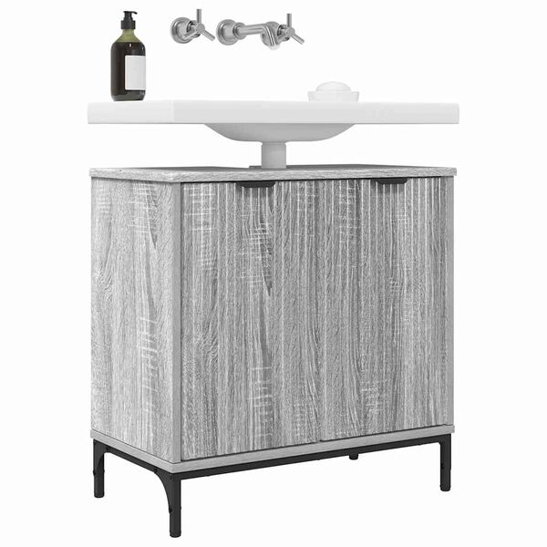 vidaXL Bathroom Sink Cabinet with Door Grey Sonoma 60.5 x 33.5 x 61 cm