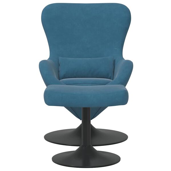 vidaXL Egg Chair with Footstool Blue 63 x 73 x 90 cm Velvet