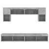 vidaXL 6 Piece TV Wall Units with LED Concrete Grey Engineered Wood