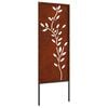 vidaXL Garden Privacy Screen Floral Rusty 50 x 140 cm Weathering steel