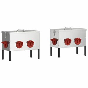 vidaXL Chicken Feeder 2 pcs Silver 41.5 x 20.5 x 33 cm