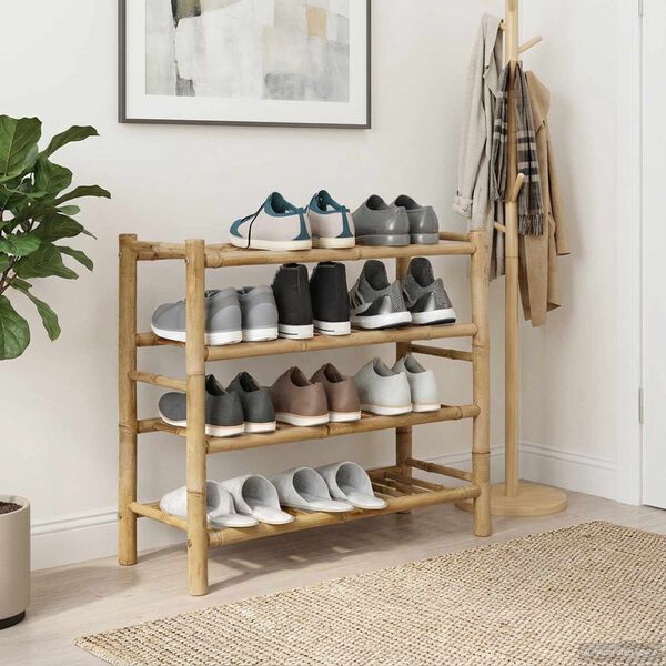 vidaXL Shoe Rack with Shelf Natural 68 x 28 x 63 cm Bamboo