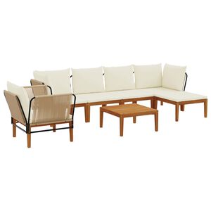 vidaXL 7 pcs Solid Acacia Wood & Rope Natural
