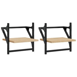 vidaXL Wall Shelves with Bars 2 pcs Sonoma Oak 30x25x30 cm