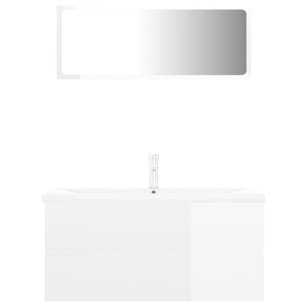 vidaXL Bathroom Furniture Set High Gloss White Engineered Wood