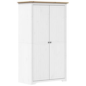 vidaXL Wardrobe "BODO" White and Brown 99x53,5x173 cm Solid Wood Pine