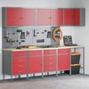 vidaXL Tool Cabinet Set with Shelf 4 pcs Red Powder-Coated Steel