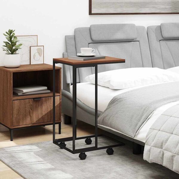 vidaXL Side Table with Wheels Black 40x30x63.5 cm Engineered Wood