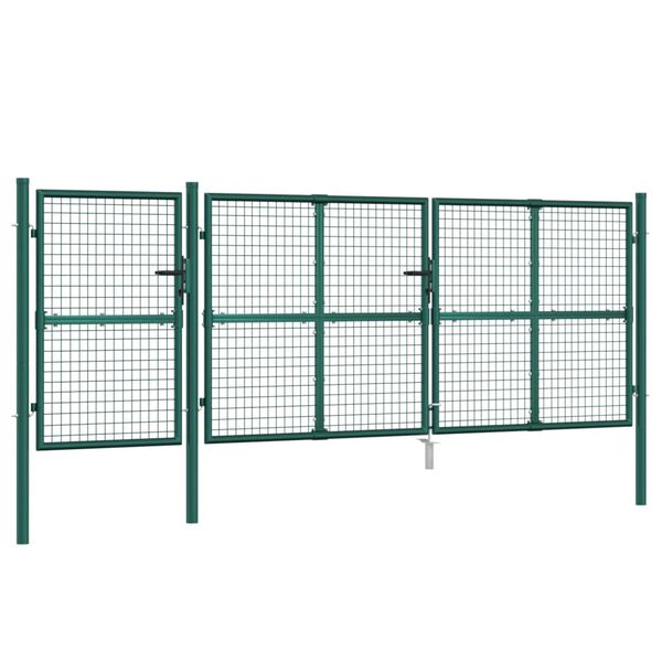 vidaXL Mesh Garden Gate Green 400x125 cm Galvanised Steel