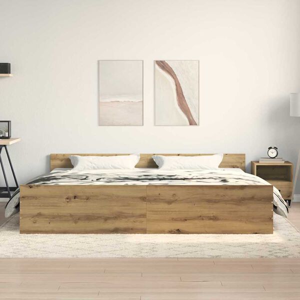 vidaXL Bed Frame Artisan Oak 203 x 203 x 50 cm Engineered Wood