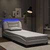 vidaXL Bed Frame with LED without Mattress "Hvar" White 80x200 cm