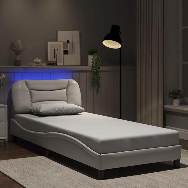 vidaXL Bed Frame with LED without Mattress "Hvar" White 80x200 cm